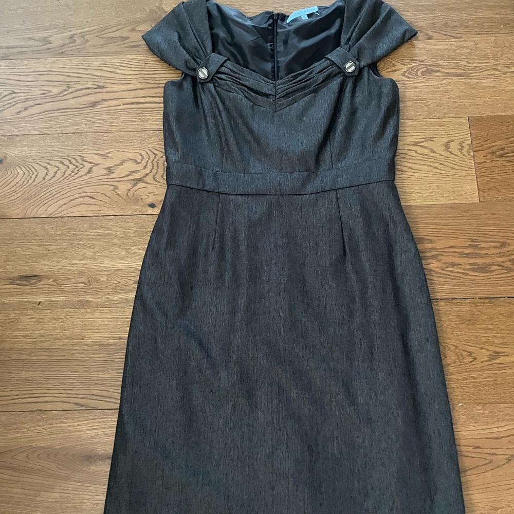 Antonio Melani Women's Gray Gathered Cap Sleeve Midi Dress Size 10